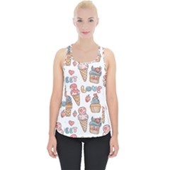 Love Pattern Texture Piece Up Tank Top