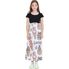 Love Pattern Texture Kids  Flared Maxi Skirt