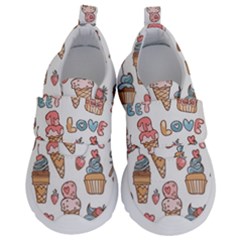 Love Pattern Texture Kids  Velcro No Lace Shoes