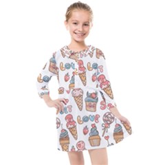 Love Pattern Texture Kids  Quarter Sleeve Shirt Dress