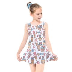 Love Pattern Texture Kids  Skater Dress Swimsuit