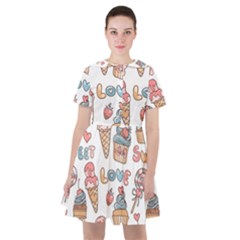 Love Pattern Texture Sailor Dress