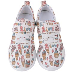 Love Pattern Texture Women s Velcro Strap Shoes