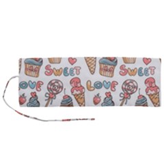 Love Pattern Texture Roll Up Canvas Pencil Holder (M)