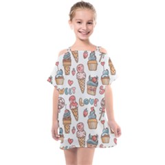 Love Pattern Texture Kids  One Piece Chiffon Dress