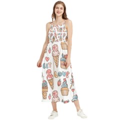 Love Pattern Texture Boho Sleeveless Summer Dress