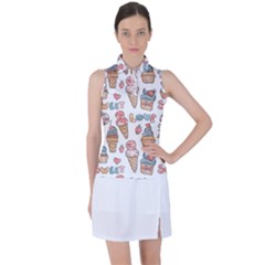 Love Pattern Texture Women s Sleeveless Polo T-Shirt