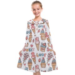 Love Pattern Texture Kids  Midi Sailor Dress