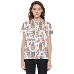 Love Pattern Texture Short Sleeve Pocket Shirt