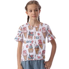 Love Pattern Texture Kids  Cuff Sleeve Scrunch Bottom T-Shirt