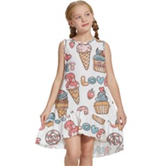 Love Pattern Texture Kids  Frill Swing Dress