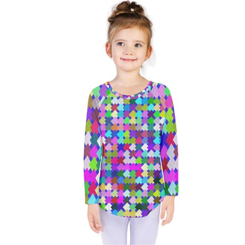 Texture Colorful Abstract Pattern Kids  Long Sleeve T-shirt by Grandong