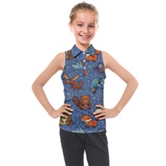 Animals Pattern Colorful Vector Kids  Sleeveless Polo T-shirt