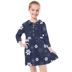 Flower Pattern Texture Kids  Quarter Sleeve Shirt Dress