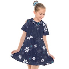 Flower Pattern Texture Kids  Short Sleeve Shirt Dress