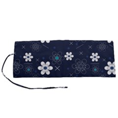 Flower Pattern Texture Roll Up Canvas Pencil Holder (S)