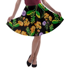 Flower Pattern Art Floral Texture A-line Skater Skirt