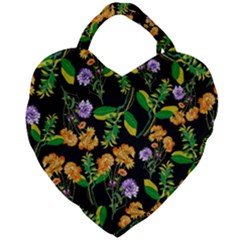 Flower Pattern Art Floral Texture Giant Heart Shaped Tote