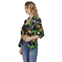 Flower Pattern Art Floral Texture Women s 3/4 Sleeve Ruffle Edge Open Front Jacket View2