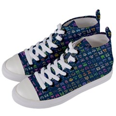 Procedural Generation Digital Art Pattern Women s Mid-top Canvas Sneakers by Grandong