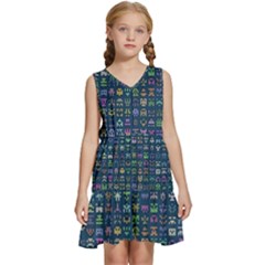 Procedural Generation Digital Art Pattern Kids  Sleeveless Tiered Mini Dress