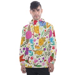 Colorful Flower Abstract Pattern Men s Front Pocket Pullover Windbreaker by Grandong