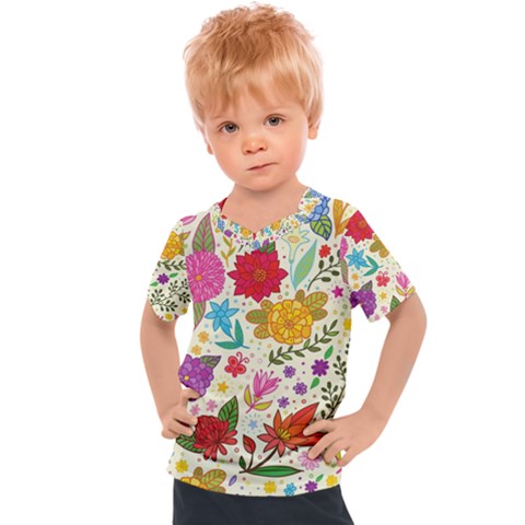 Colorful Flower Abstract Pattern Kids  Sports T-shirt by Grandong