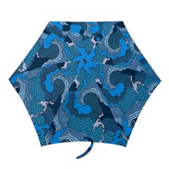 Blue Moving Texture Abstract Texture Mini Folding Umbrellas by Grandong