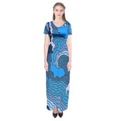 Blue Moving Texture Abstract Texture Short Sleeve Maxi Dress by Grandong