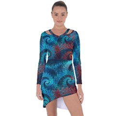 Spiral Abstract Pattern Abstract Asymmetric Cut-out Shift Dress by Grandong