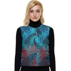 Spiral Abstract Pattern Abstract Women s Button Up Puffer Vest by Grandong