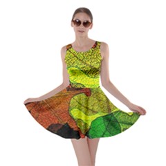 Colorful Autumn Leaves Texture Abstract Pattern Skater Dress by Grandong