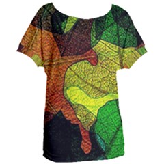 Colorful Autumn Leaves Texture Abstract Pattern Women s Oversized T-shirt by Grandong