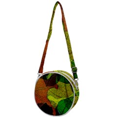 Colorful Autumn Leaves Texture Abstract Pattern Crossbody Circle Bag by Grandong