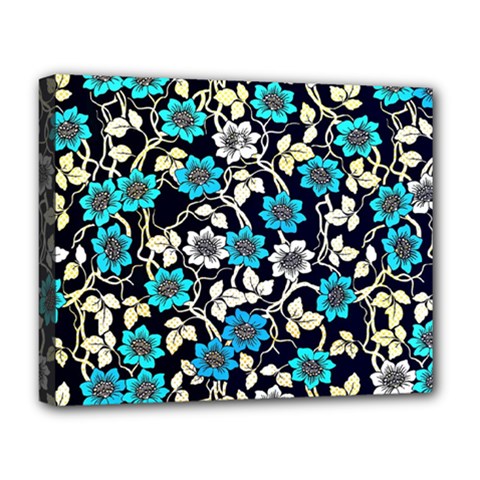 Blue Flower Pattern Floral Pattern Deluxe Canvas 20  X 16  (stretched) by Grandong