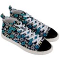 Blue Flower Pattern Floral Pattern Men s Mid-Top Canvas Sneakers View3