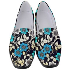 Blue Flower Pattern Floral Pattern Women s Classic Loafer Heels by Grandong