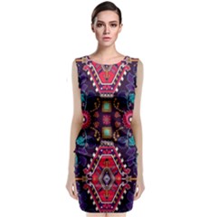 Pattern Ornament Motif Colorful Texture Sleeveless Velvet Midi Dress by Grandong
