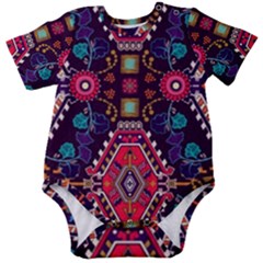 Pattern Ornament Motif Colorful Texture Baby Short Sleeve Bodysuit by Grandong