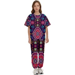 Pattern Ornament Motif Colorful Texture Kids  T-shirt And Pants Sports Set by Grandong