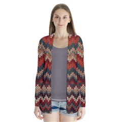 Pattern Knitting Texture Drape Collar Cardigan by Grandong