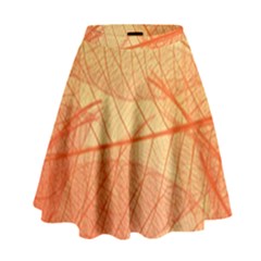 Abstract Texture Of Colorful Bright Pattern Transparent Leaves Orange And Yellow Color High Waist Skirt by Grandong