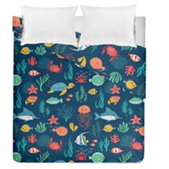 Fish Sea Animals Pattern Duvet Cover Double Side (queen Size)