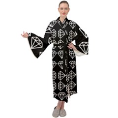 Black Diamond Pattern Maxi Velvet Kimono by Ndabl3x