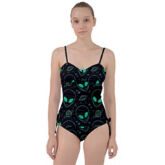 Alien Green Black Pattern Sweetheart Tankini Set by Ndabl3x