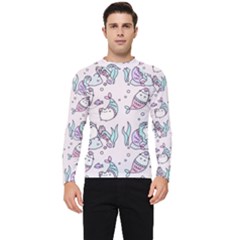 Cartoon Cat Cute Animal Kawaii Pastel Pattern Men s Long Sleeve Rash Guard