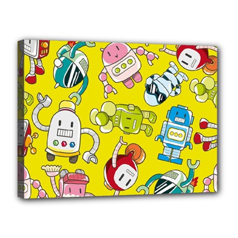 Robot Pattern Canvas 16  X 12  (stretched) by Ndabl3x