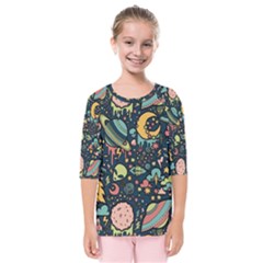 Alien Rocket Space Aesthetic Kids  Quarter Sleeve Raglan T-shirt