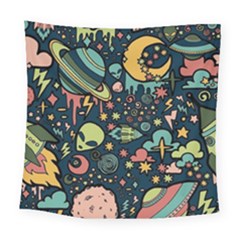 Alien Rocket Space Aesthetic Square Tapestry (large) by Ndabl3x