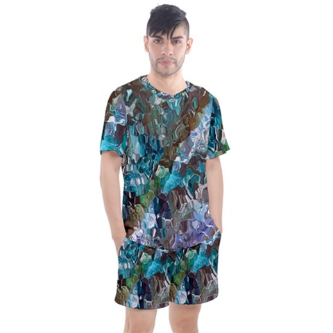 October Blend  Men s Mesh T-shirt And Shorts Set by kaleidomarblingart